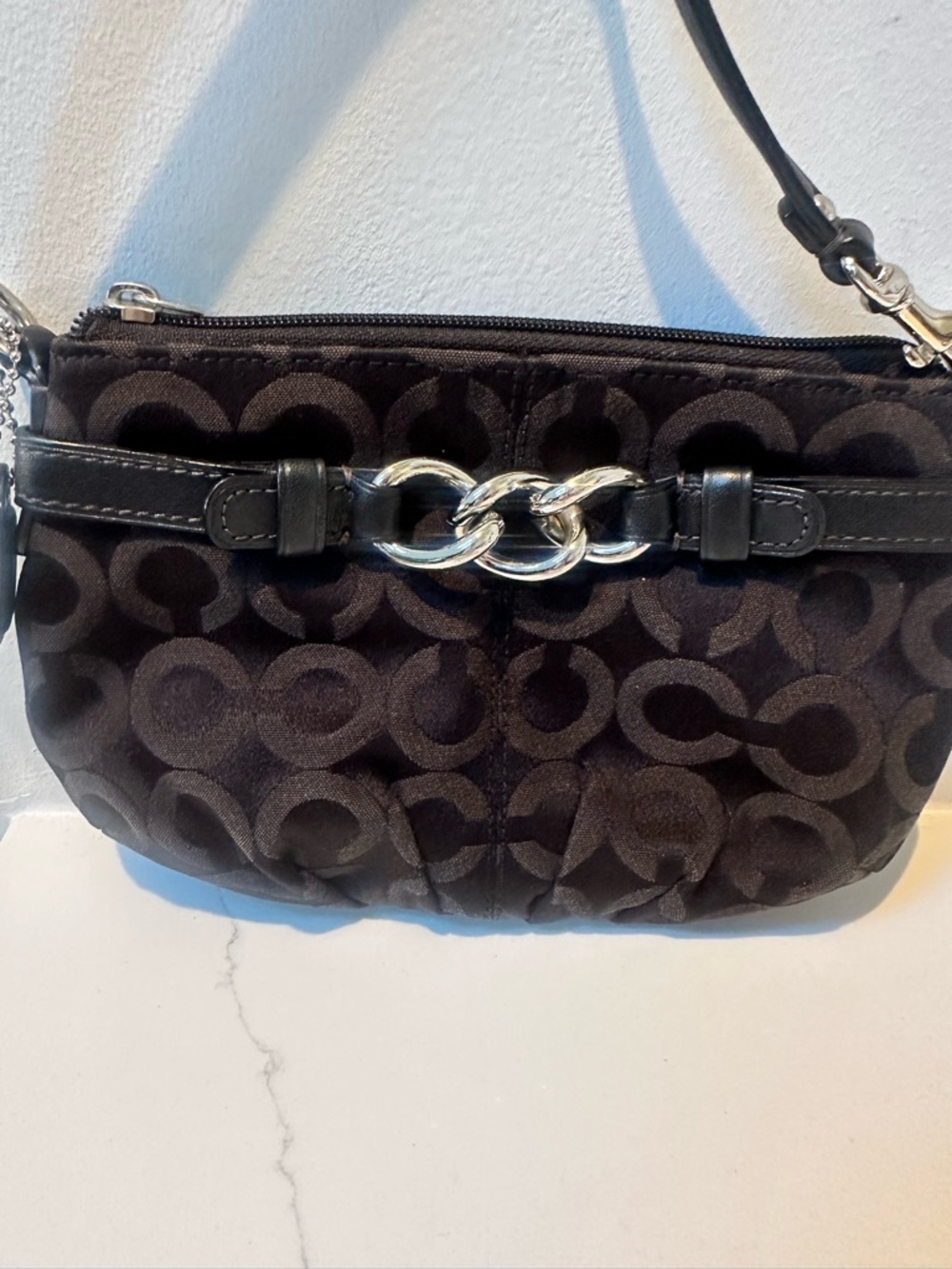 Coach Op Art Black Signature Jacquard wristlet or mini bag with hang tag - Picture 8 of 10